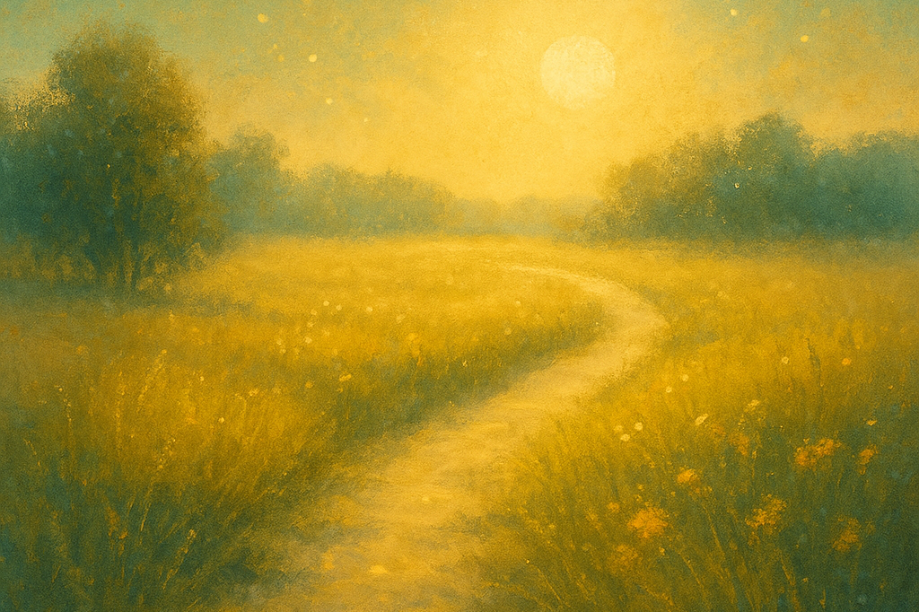 Sanfte Landschaft mit goldenen Lichttönen – Symbol für inneren Freiraum, Entspannung und Achtsamkeit bei Seelenfreid Spirituelle Lebensberat